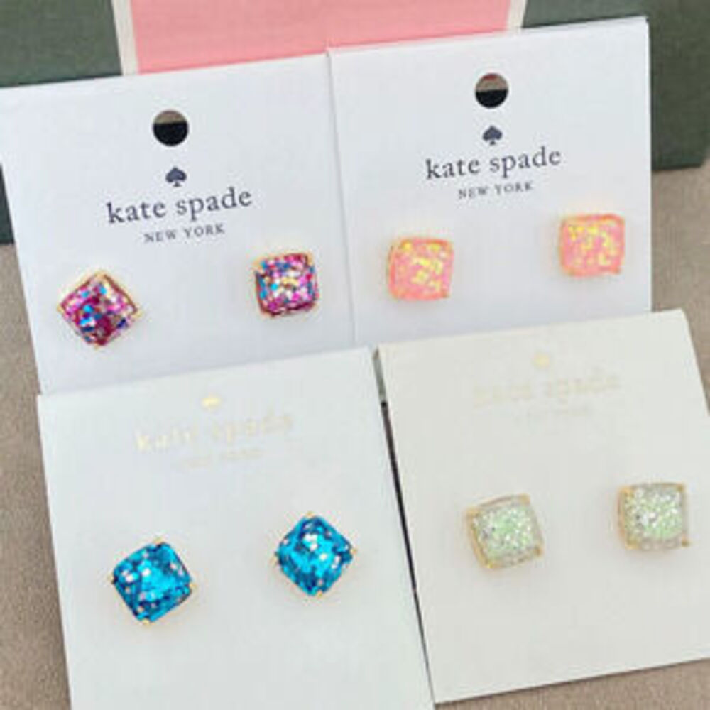kate spade Rhinestone Earrings Blue Pink White